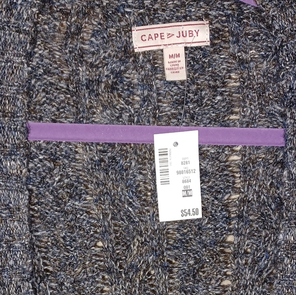 NEW CAPE JUBY Women's Medium Knit Gray/Blue Cardigan Sweater NWT - Picture 4 of 12